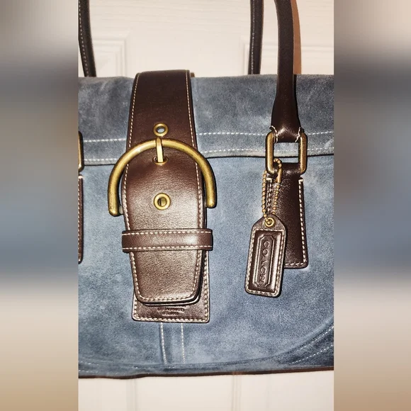 COACH VINTAGE SUEDE, BLUE SOHO-Hampton Satchel 9507 FREE SHIPPING - Picture 5 of 14